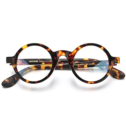 HEPIDEM Vintage Round Optical Glasses Frame 46mm (Leopard Big 46mm) | Full Rim Acetate thumbnail 4