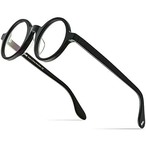 HEPIDEM Vintage Retro Round Optical Glasses Frame 46mm (Black) | Full Rim Acetate Eyeglass Frame thumbnail 1