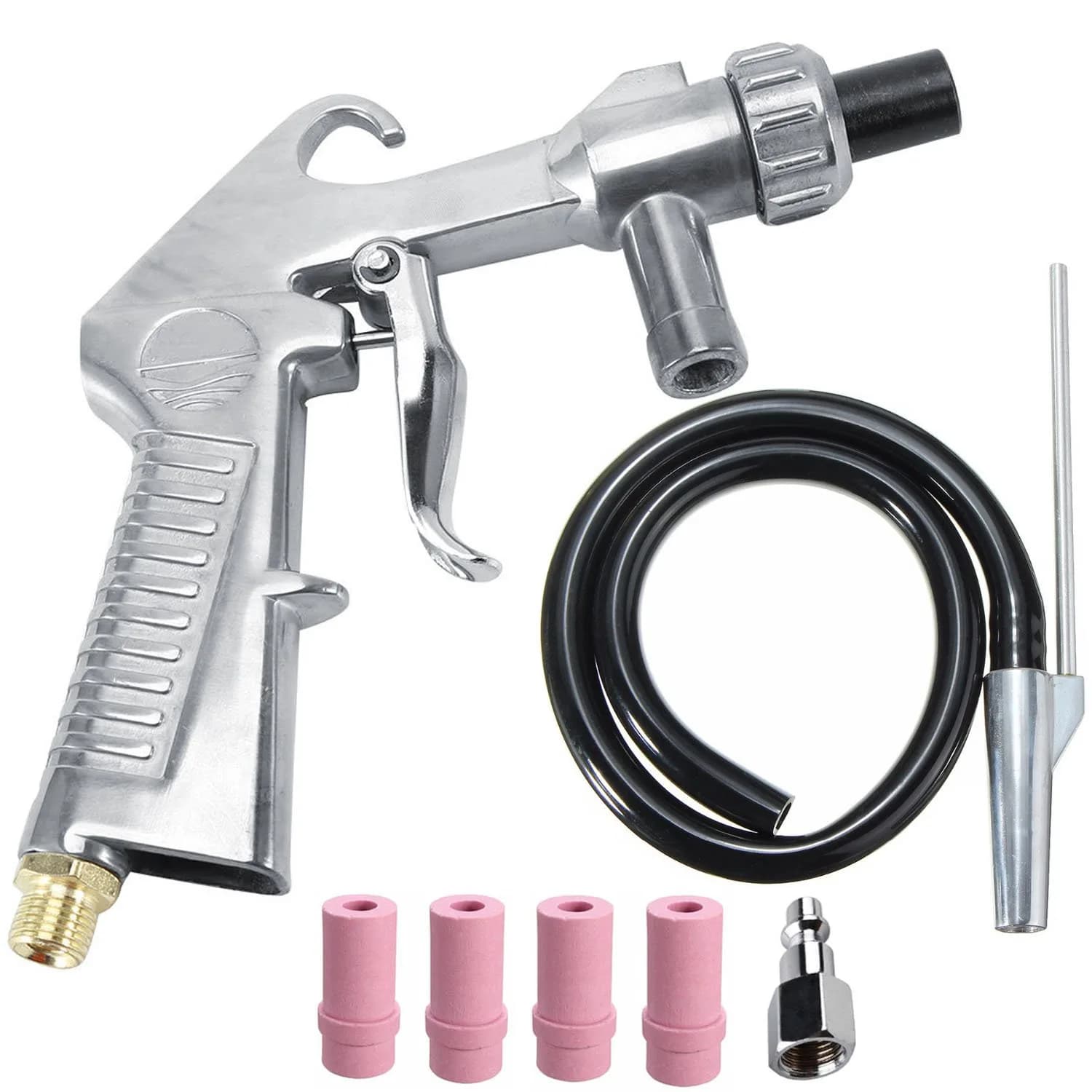 Wogoboo Sand Blaster Kit with 6mm Steel Nozzle & 4 Ceramic Nozzles | 135x150mm Siphon Feed Gun for Rust Removal & Surface Polishing - main product image