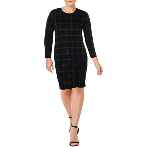 Anne Klein Women's Long Sleeve Sweater Dress, S | Jacquard Fabric, Crew Neck, Regular Fit thumbnail 3