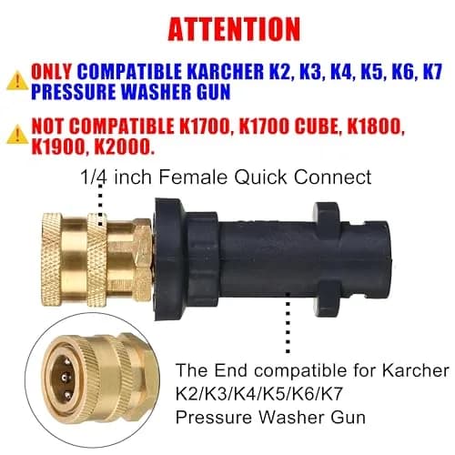 M MINGLE Pressure Washer Gun Adapter to 1/4" QC | Compatible Karcher K2-K7, Brass, Durable, 2000 PSI thumbnail 4