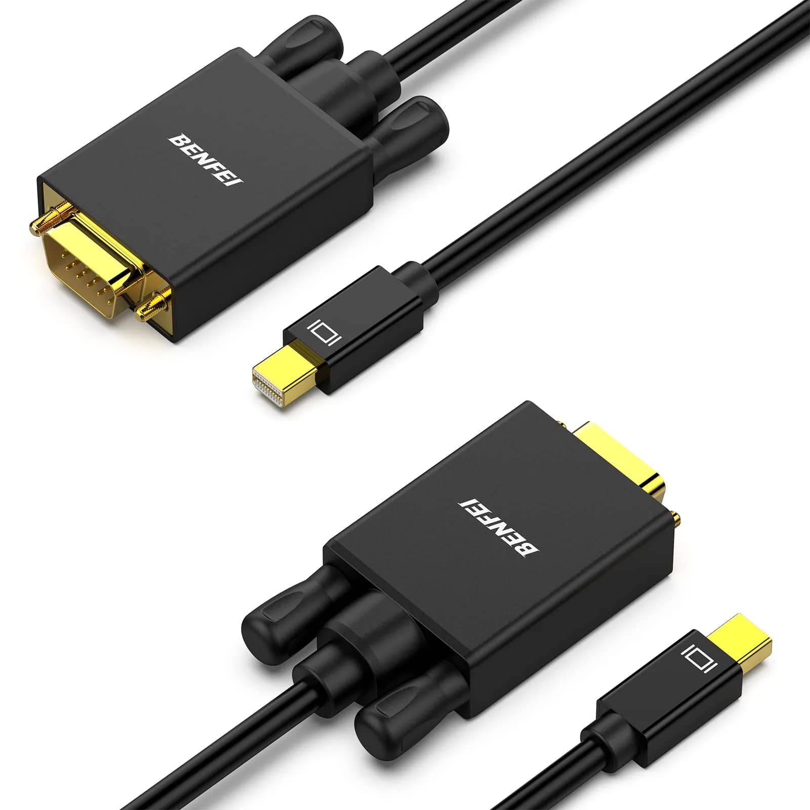 BENFEI Mini DisplayPort to VGA Cable 6 Feet (1.83m) - 2 Pack | Thunderbolt Compatible for Laptops to HDTVs & Projectors - main product image