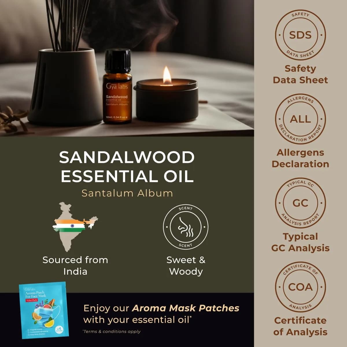 Gya Labs 100% Pure Sandalwood Essential Oil, 10ml (0.34 Fl Oz) | Calming Aroma for Diffusers, Skin Care & Candle Making thumbnail 6