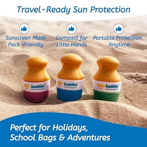 Solar Buddies Refillable Sunscreen Applicator — Full Blue — 100ml (3.4 Fl Oz) | Mess-Free Roll-On for All Skin Types thumbnail 6