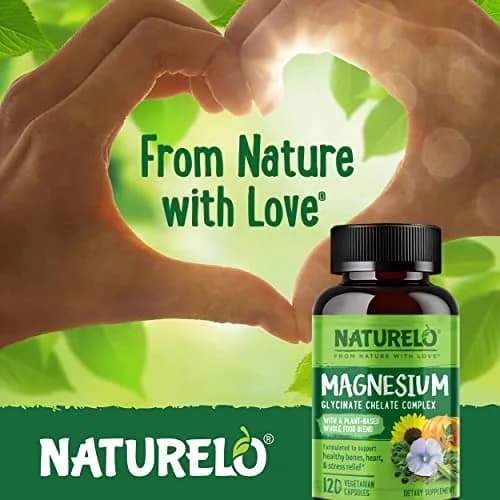 NATURELO Magnesium Glycinate Chelate Complex 200 mg 120 Count | Supports Sleep, Calm, Muscle Cramp & Stress Relief, Gluten Free, Non GMO, with Organic Vegetables thumbnail 8