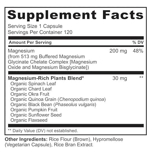 NATURELO Magnesium Glycinate Chelate Complex 200 mg 120 Count | Supports Sleep, Calm, Muscle Cramp & Stress Relief, Gluten Free, Non GMO, with Organic Vegetables thumbnail 3