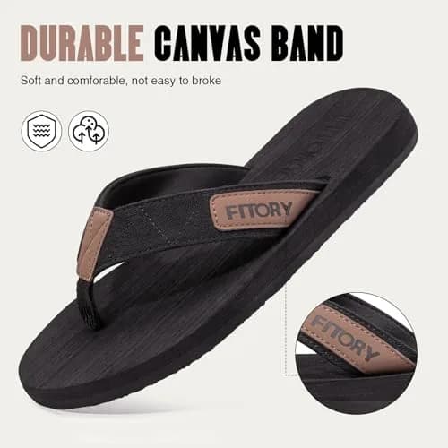 FITORY Men's Flip-Flops, Thongs Sandals Comfort Slippers for Beach | Water-Resistant, Arch Support, Non-slip Sole thumbnail 4