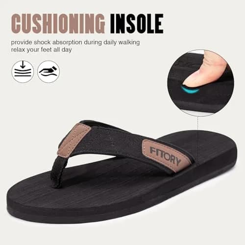 FITORY Men's Flip-Flops, Thongs Sandals Comfort Slippers for Beach | Water-Resistant, Arch Support, Non-slip Sole thumbnail 2