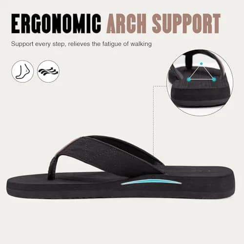 FITORY Men's Flip-Flops, Thongs Sandals Comfort Slippers for Beach | Water-Resistant, Arch Support, Non-slip Sole thumbnail 3