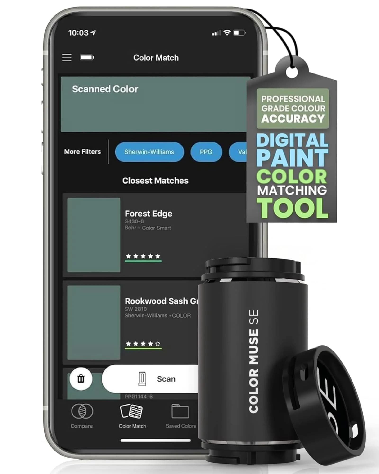 COLOR MUSE SE Colorimeter Paint Color Matching Tool with Calibration Cap | 3cm (1.18in) Device