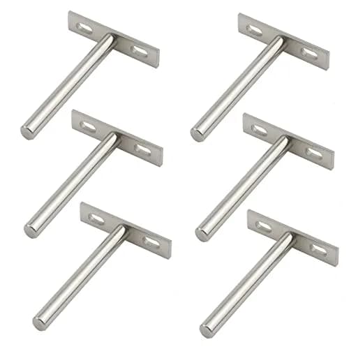 Antrader 4 Inch Concealed Floating Shelf Brackets (10.16 cm / 4 Inch) - Pack of 6 | Heavy Duty Cold Rolled Steel for Wall Mounts thumbnail 1