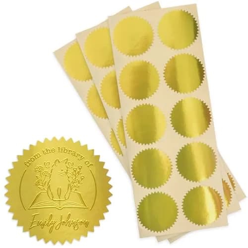 MaxMark 2" Self Adhesive Glossy Gold Seal Labels for Certificates, Library, Notary Embossing Seals | 100 Count thumbnail 1