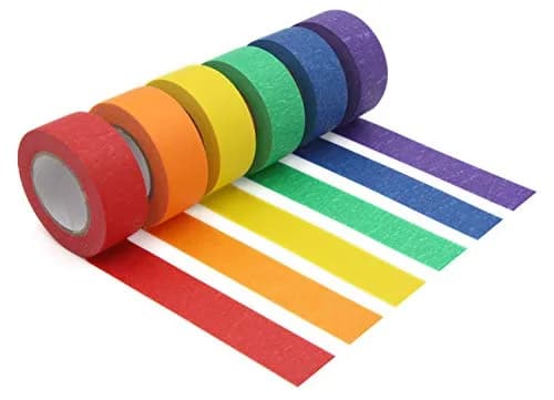JONYEE Colored Masking Tape 6 Rolls | 1 Inch Wide, 13 Yards Each | Arts, Crafts, Labeling & Kids' Projects thumbnail 1