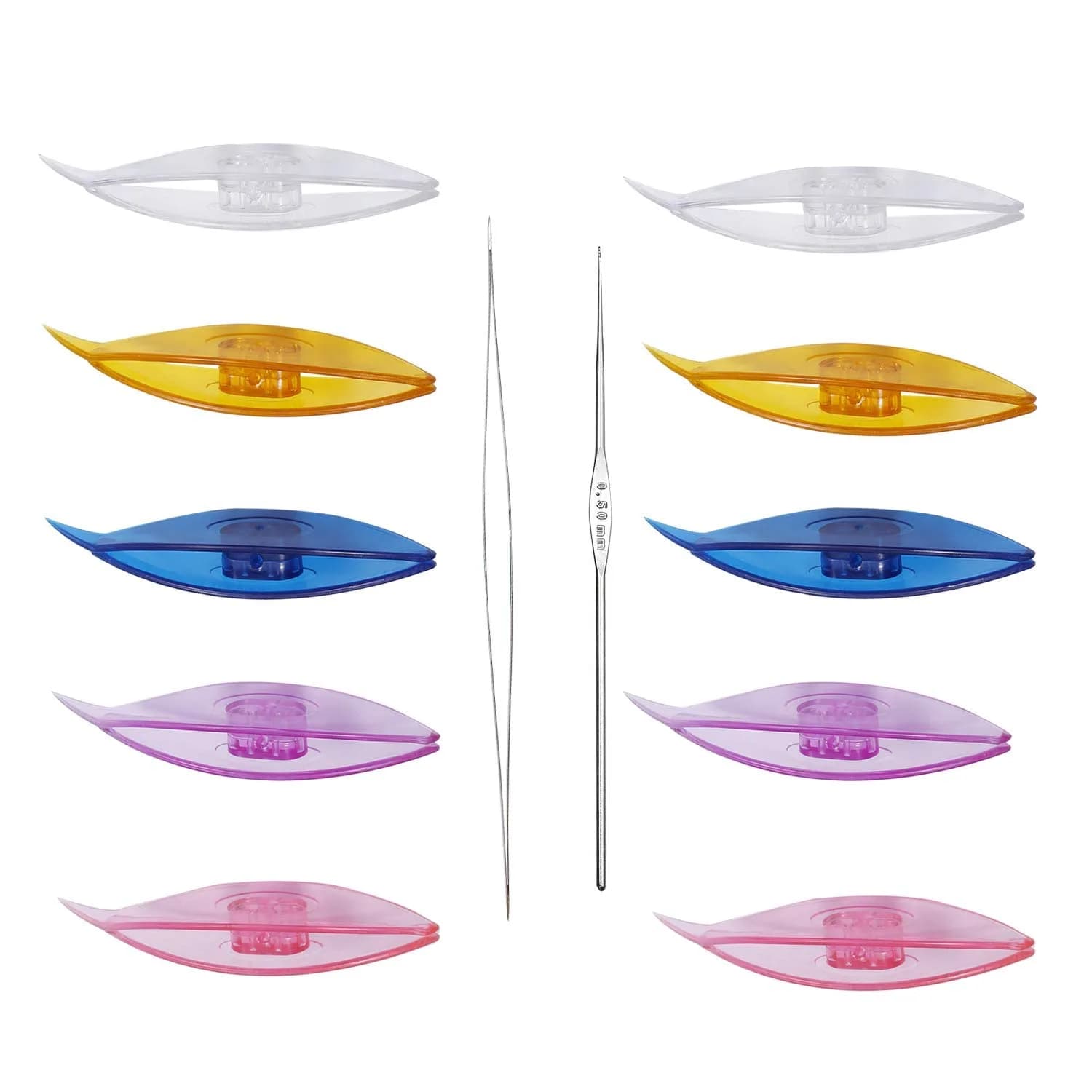 BUTUZE 15 PCS Tatting Shuttle Kit for Beginners | Durable Plastic & Beading Needles (15 pcs, Assorted Colors) — Transparent Color 10Pcs