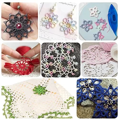 BUTUZE Tatting Shuttle Kit for Beginners, 10 Transparent Plastic Shuttles with Beading Needle & Crochet Hook | Assorted Colors thumbnail 6