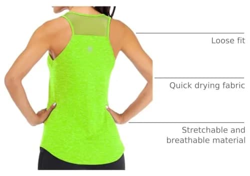 Fihapyli Workout Tank Tops for Women Breathable Mesh Racerback Loose Fit Backless Green thumbnail 3