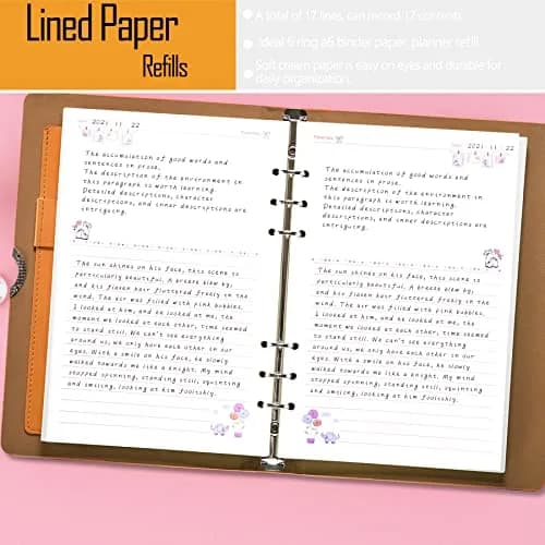 Rancco A6 Planner Inserts Lined Paper, Colorful 90 Page 6-Ring Memo Refill, Double-sided, 6.9x3.7" | Refillable Planner Paper for Office & School thumbnail 6