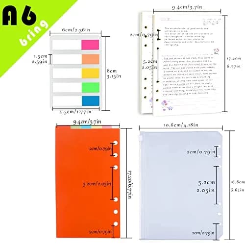 Rancco A6 Planner Inserts Lined Paper, Colorful 90 Page 6-Ring Memo Refill, Double-sided, 6.9x3.7" | Refillable Planner Paper for Office & School thumbnail 7