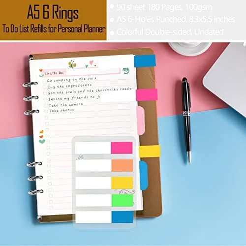 Rancco A5 Planner Inserts To-Do List 90 Pages (21cm x 14.8cm / 5.5×8.3") | Colorful Paper Refills for 6-Ring Binders thumbnail 4