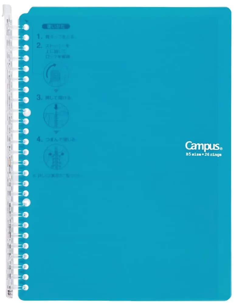 Kokuyo Campus Smart Ring Binder B5 Light Blue 27cm (10.6in) | Slim, Refillable Notebook for Students & Office — Blue Green
