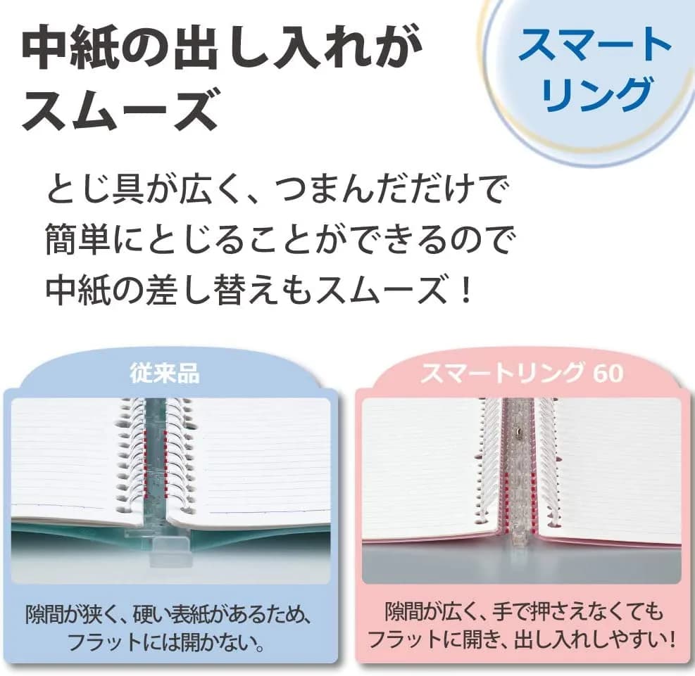 Kokuyo Smart Ring Binder B5 Blue Green Notebook 270mm (10.6in) | Slim, Portable, 60-Sheet Capacity thumbnail 7