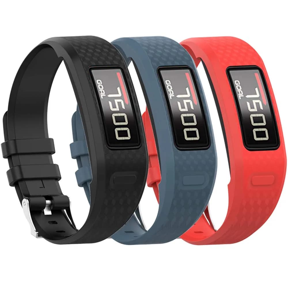 QGHXO 10PCS Replacement Bands for Garmin Vivofit 1/2 Activity Tracker - Small Size, Black Silicone — Black&Slate&Red / Large