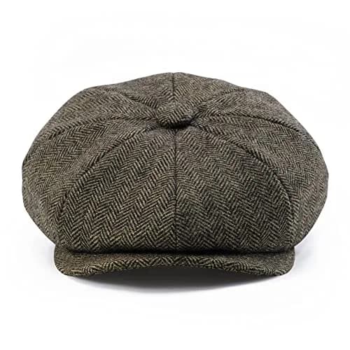 BOTVELA Men's 8 Panel Wool Blend Newsboy Flat Cap Khaki 63cm (7 7/8) thumbnail 2