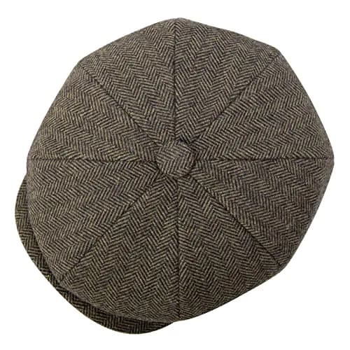BOTVELA Men's 8 Panel Wool Blend Newsboy Cap Khaki M | Classic Herringbone Pattern for All Seasons thumbnail 5