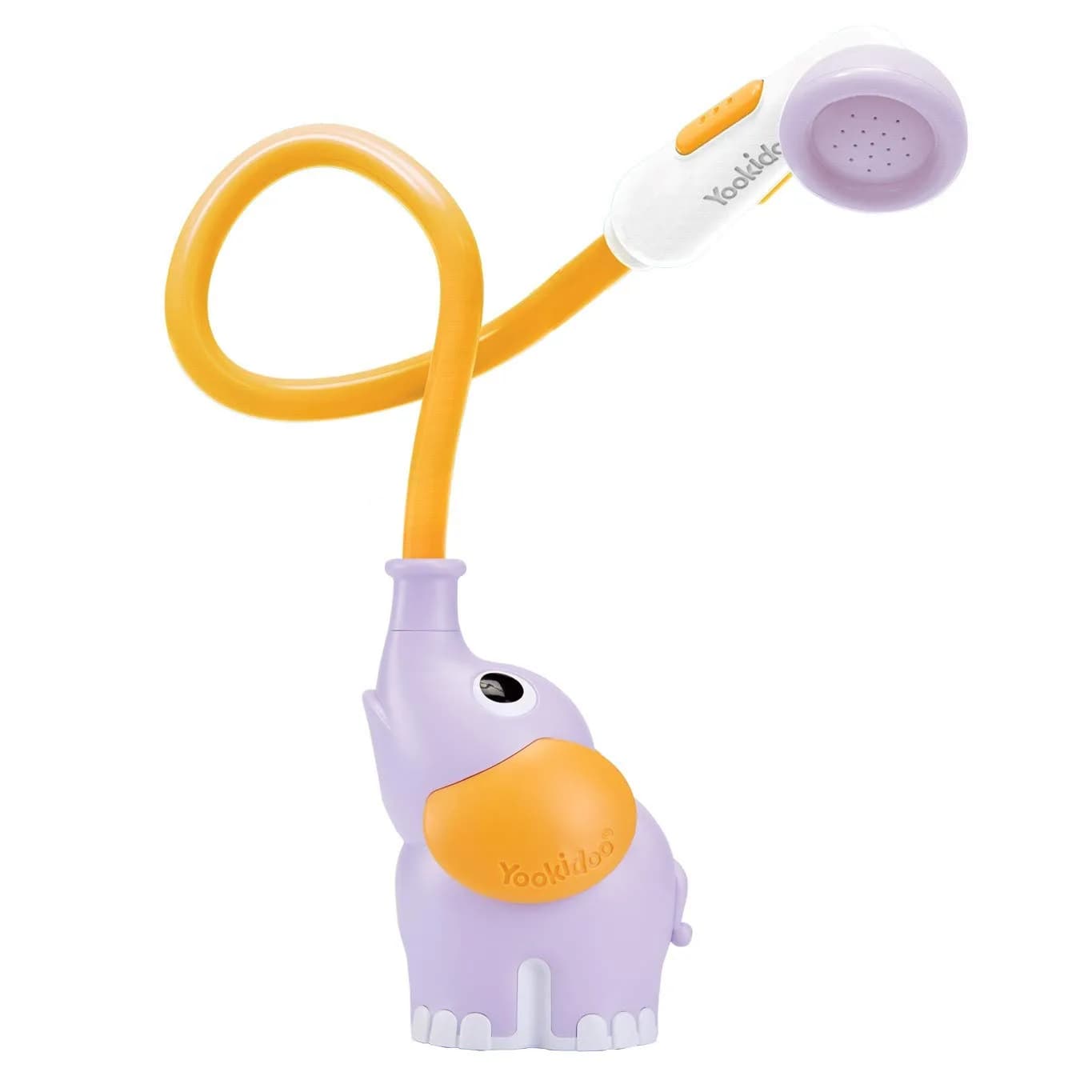 Yookidoo Elephant Baby Bath Shower Head with Water Pump & Trunk Spout Sprayer, Yellow | One-Handed Flow Control for Newborns — Purple