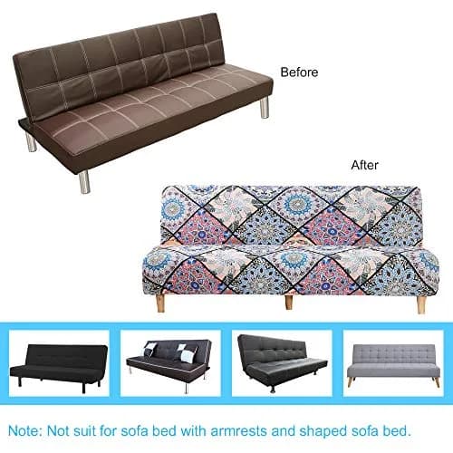 MIFXIN Armless Sofa Cover Futon Slipcover Stretch Spandex Printed Folding Sofa Bed Protector 180-210cm (Colorful Bohemia) thumbnail 7