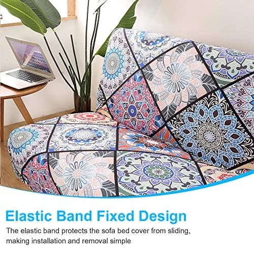 MIFXIN Armless Sofa Cover Futon Slipcover Stretch Spandex Printed Folding Sofa Bed Protector 180-210cm (Colorful Bohemia) thumbnail 8