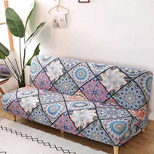 MIFXIN Armless Sofa Cover Futon Slipcover Stretch Spandex Printed Folding Sofa Bed Protector 180-210cm (Colorful Bohemia) thumbnail 9