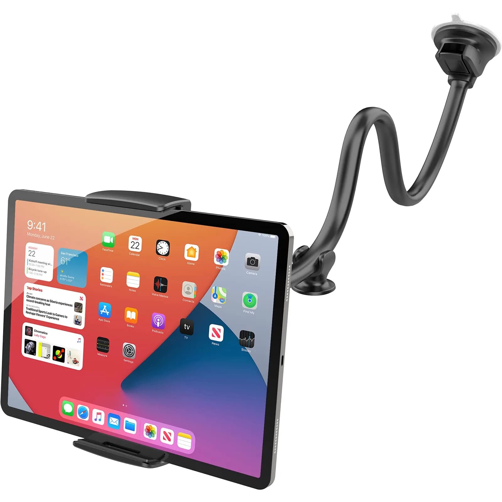 APPS2Car Tablet Car Mount Holder for iPad Truck Holder Long Arm Extension | 13-Inch Flexible Gooseneck