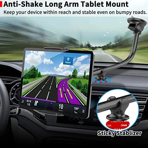 APPS2Car Tablet Car Mount Holder for iPad Truck Holder Long Arm Extension | 13-Inch Flexible Gooseneck thumbnail 3