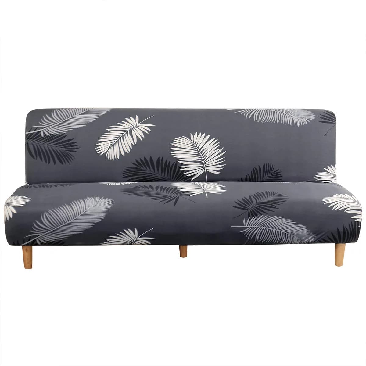 MIFXIN Armless Sofa Cover Futon Slipcover Stretch Spandex Printed Folding Sofa Bed Protector 180-210cm (Colorful Bohemia) — Grey Feather