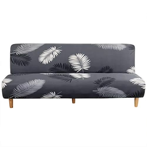 MIFXIN Armless Futon Sofa Cover Grey Feather | Stretch Elastic Folding Sofa Bed Protector 180-210cm (71-82 inch) thumbnail 1
