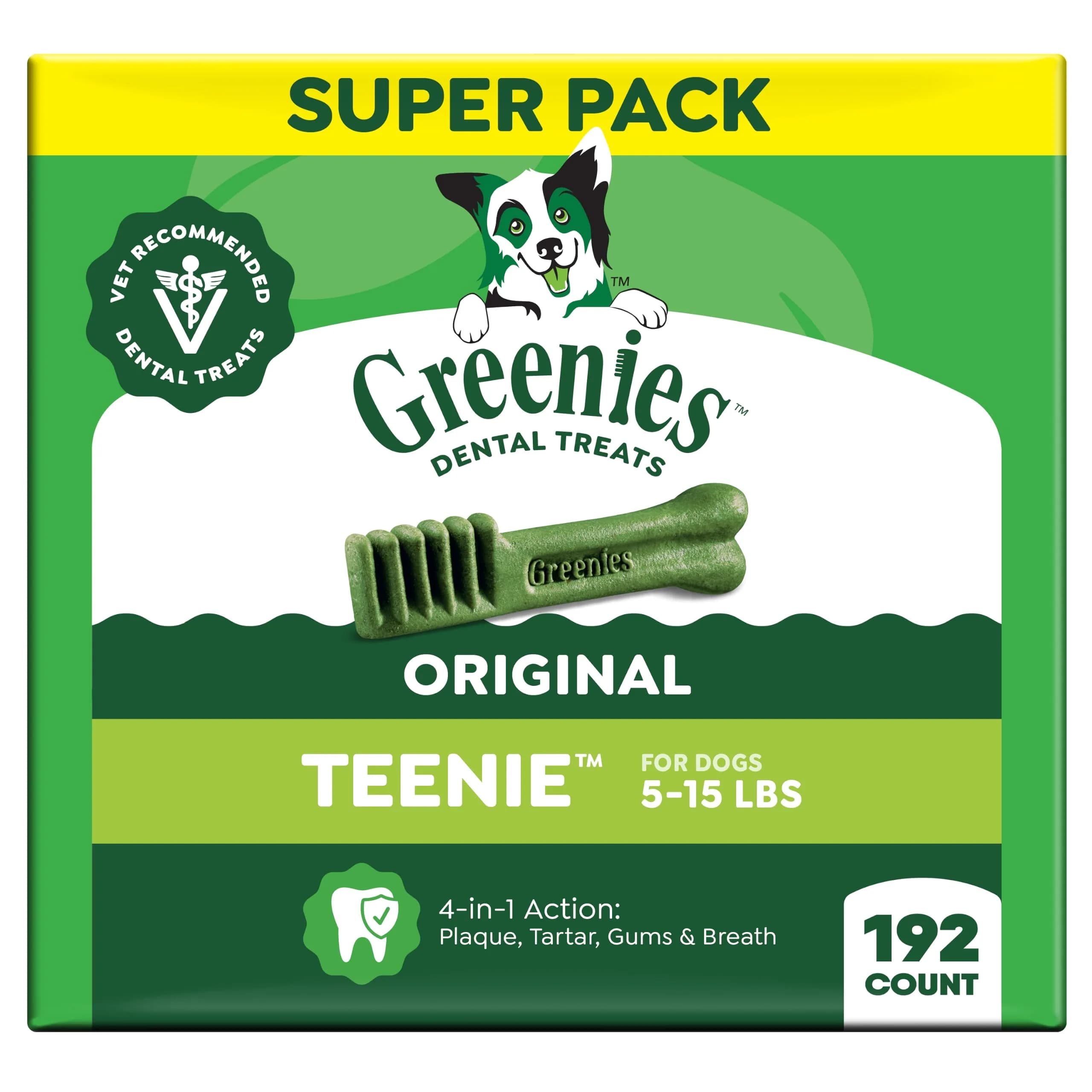 Greenies Teenie Original Natural Dental Dog Treats, Chicken, 192 Count (Pack of 1) | Vet-Recommended for Small Dogs 5-15 lbs