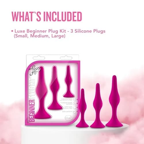 Blush Luxe Silicone Butt Plug Kit - Anal Training Set for Beginners & Advanced Users - Soft, Tapered Heads - Satin Smooth - Suction Cup Base - Pleasurable Sex Toys for Women, Men & Couples - (Pink) thumbnail 9