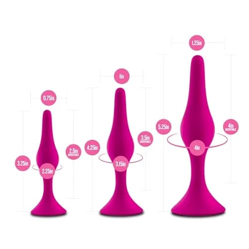 Blush Luxe Silicone Butt Plug Kit - Anal Training Set for Beginners & Advanced Users - Soft, Tapered Heads - Satin Smooth - Suction Cup Base - Pleasurable Sex Toys for Women, Men & Couples - (Pink) thumbnail 3