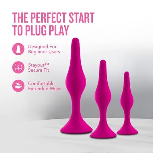 Blush Luxe Silicone Butt Plug Kit - Anal Training Set for Beginners & Advanced Users - Soft, Tapered Heads - Satin Smooth - Suction Cup Base - Pleasurable Sex Toys for Women, Men & Couples - (Pink) thumbnail 4