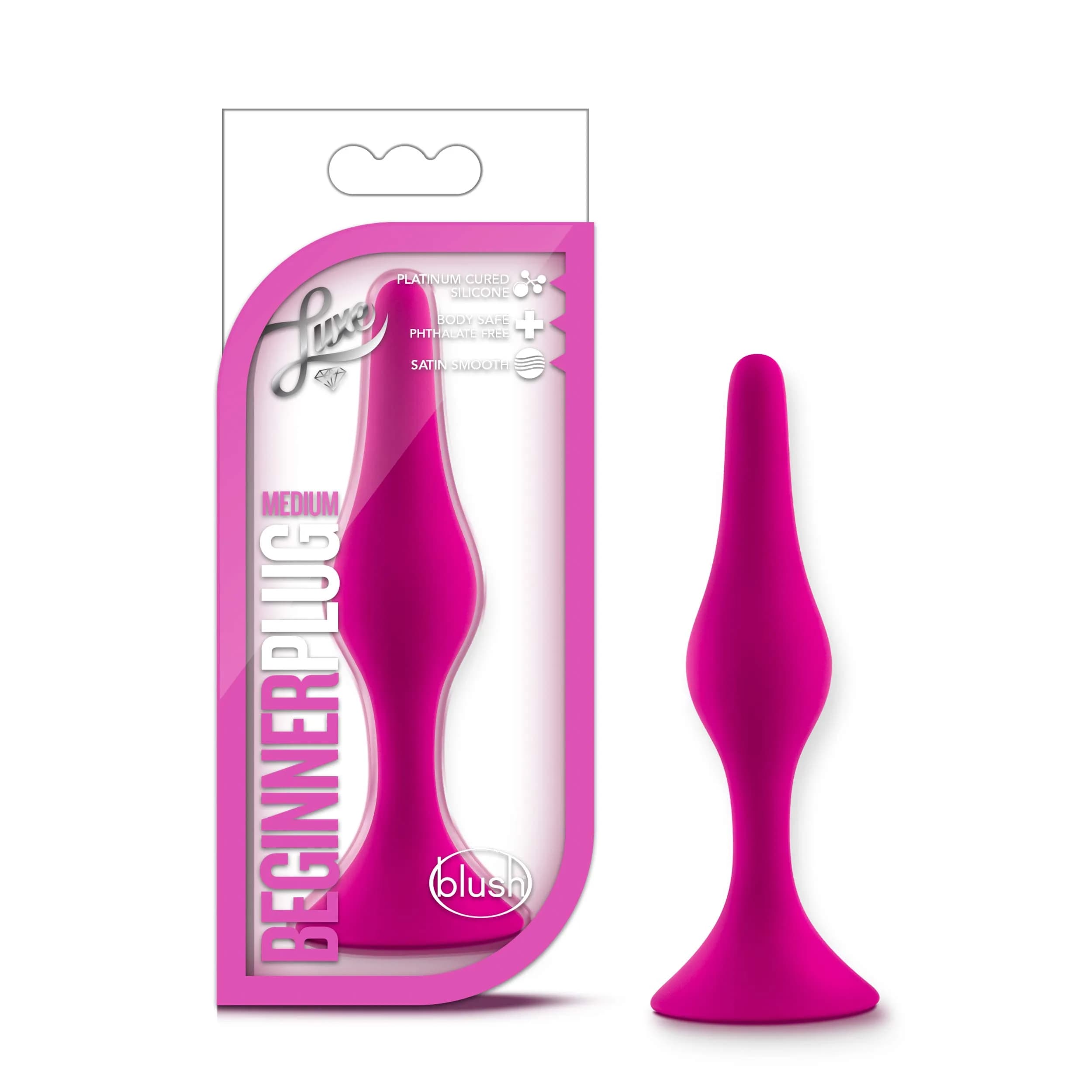 Blush Luxe Silicone Butt Plug Kit - Anal Training Set for Beginners & Advanced Users - Soft, Tapered Heads - Satin Smooth - Suction Cup Base - Pleasurable Sex Toys for Women, Men & Couples - (Pink) — Pink / 4.25 Inch