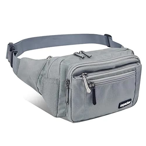 Oxpecker Waist Pack Bag Gray 21.59 cm x 6.99 cm x 13 cm | 5 Pockets, Water-Resistant, Adjustable Strap thumbnail 1