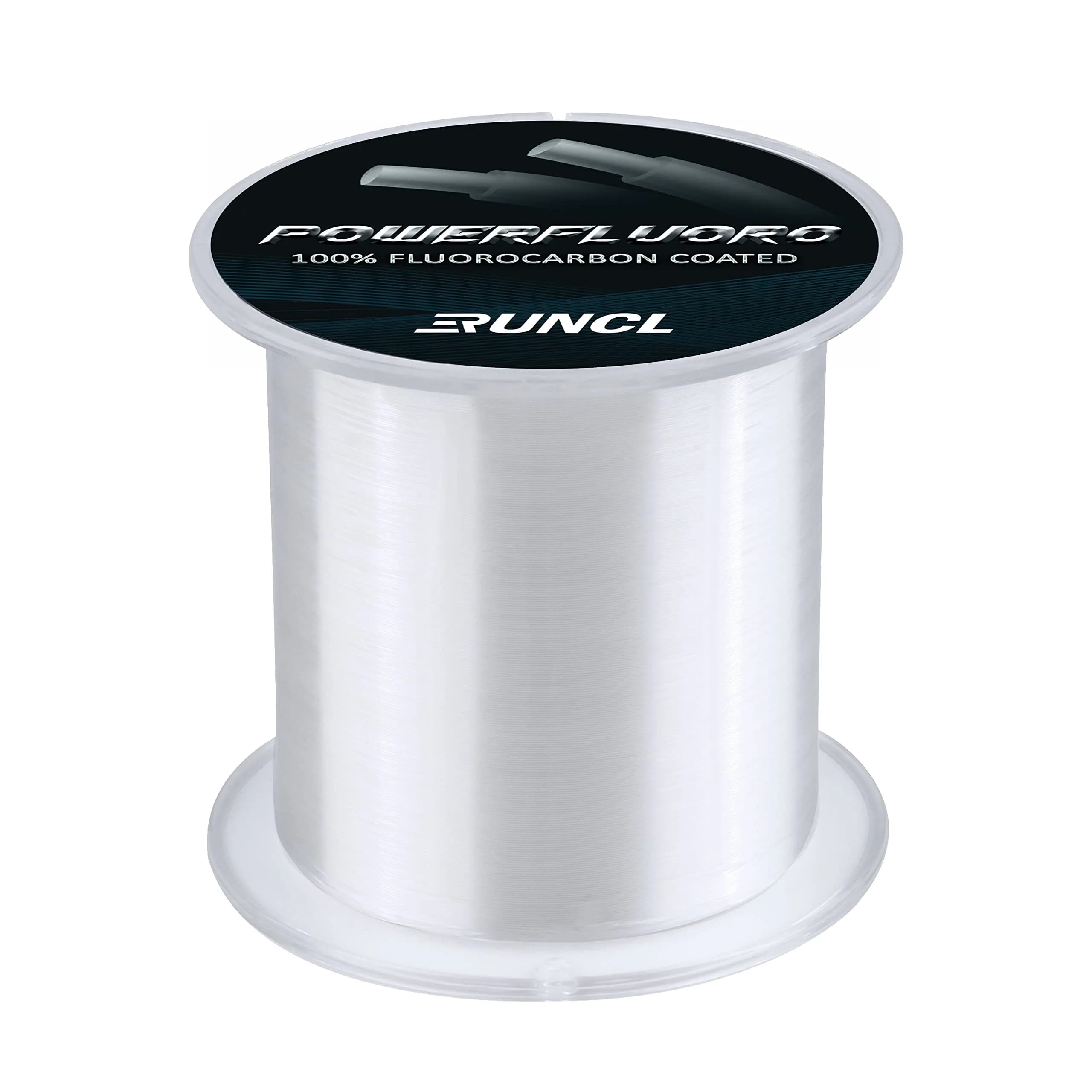 RUNCL PowerFluoro Fishing Line 12 lb | Virtually Invisible, Faster Sinking, Low Stretch, 300 Yds — Clear