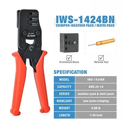 IWISS iCrimp Weather Pack Crimp Tool for AWG 24-14 | Complete OEM Connector Assembly thumbnail 2