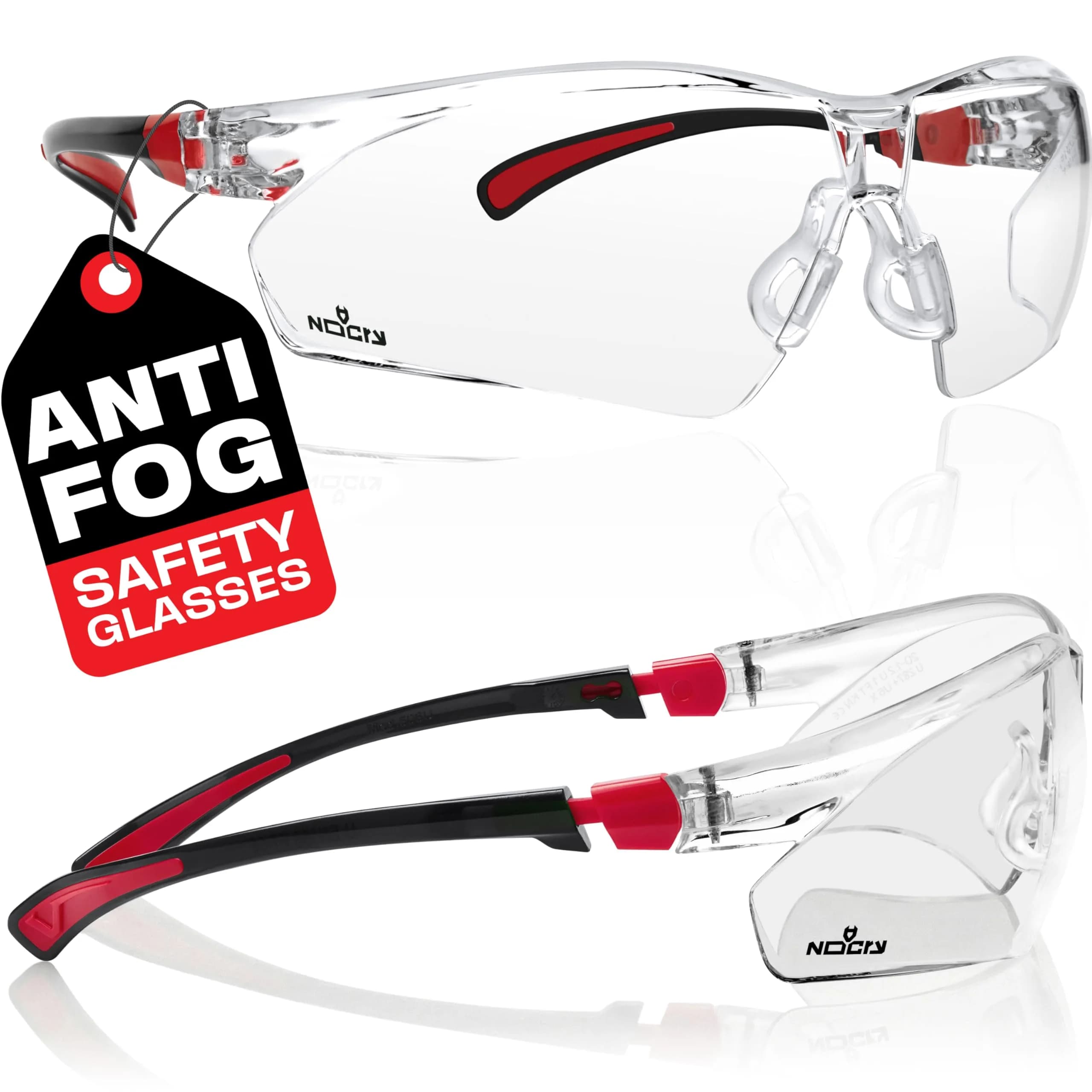 NoCry Clear Safety Glasses with Anti-Fog & Scratch Resistant Lenses | ANSI Z87 Certified Protective Eyewear