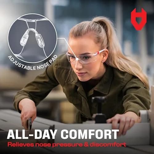 NoCry Clear Safety Glasses with Anti-Fog & UV Protection | ANSI Z87.1 Rated thumbnail 3