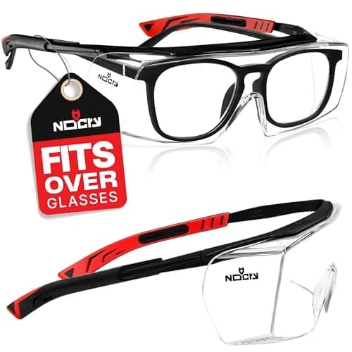 NoCry Safety Glasses Over Eyeglasses with UV Protection & Side Shields | ANSI Z87 Certified (110c) thumbnail 1