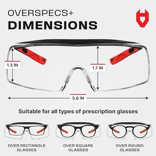 NoCry Safety Glasses Over Eyeglasses with UV Protection & Side Shields | ANSI Z87 Certified (110c) thumbnail 7
