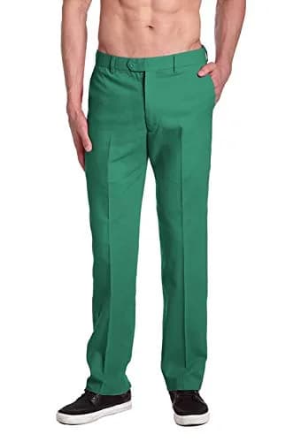 Concitor Men's Cotton Dress Pants Emerald Green | Flat Front, 32 x 32 thumbnail 1