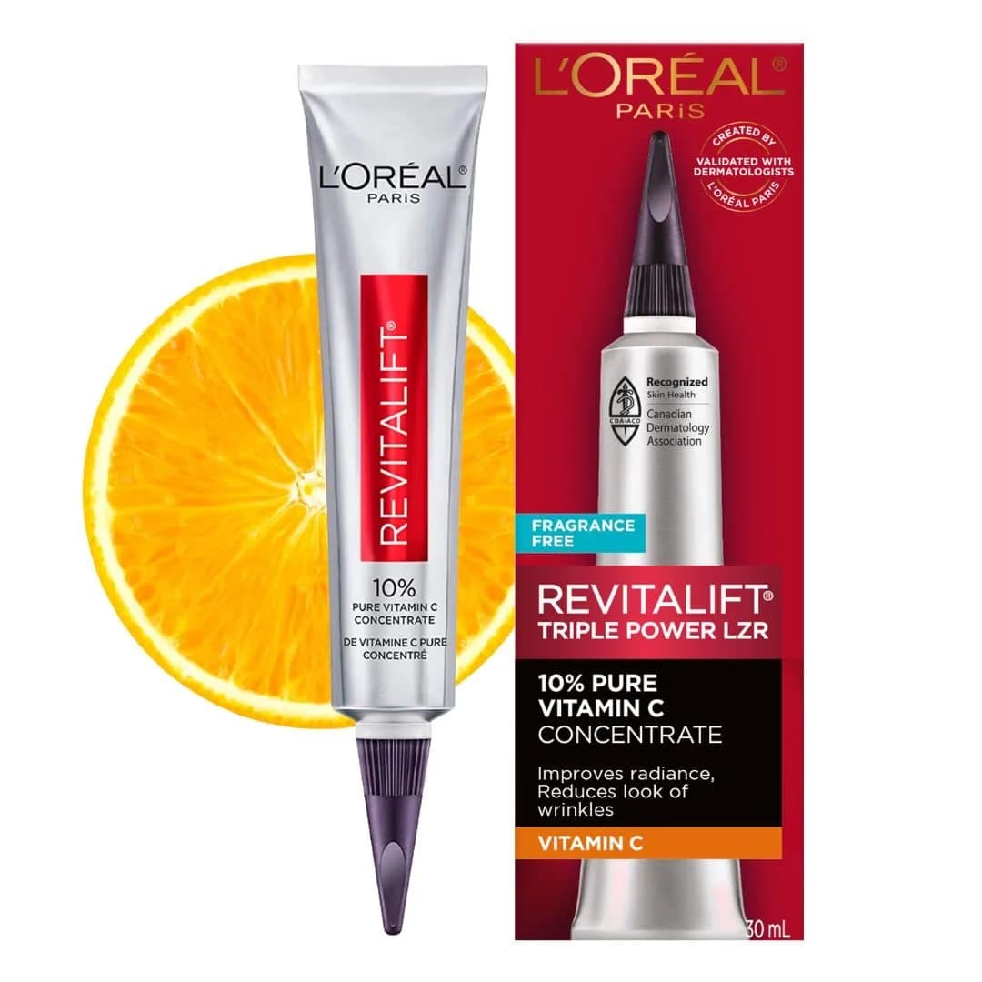 L'Oreal Paris Revitalift 10% Pure Vitamin C Face Serum 30ml (1 Fl Oz) | Dermatologist Validated for Brighter Skin